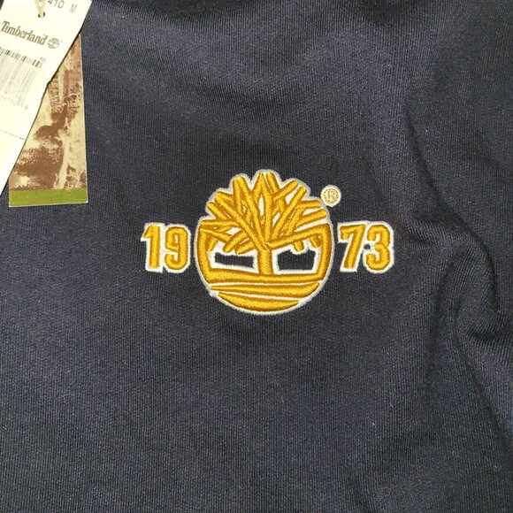 Timberland Hoodie Full Zip Jacket Navy Blue Medium Vintage Fleece Tree Logo 1973 - Picture 4 of 7